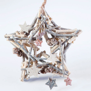 Livo Vánoční dřevěná dekorace hvězda 24 cm