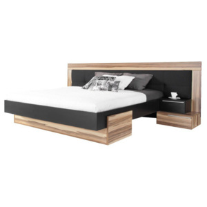 Manželská postel Reno 160x200cm - ořech baltimore/černý lux