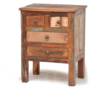 Skříňka - noční stolek z antik teakového dřeva, "GOA" styl, 51x39x66cm