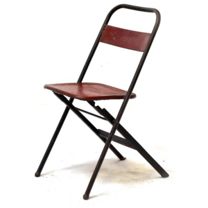 Kovová skládací židle, antik, 40x50x77cm červená