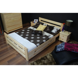 Moderní postel 140 x 200 Merlin z borovicového dřeva 02 - olše