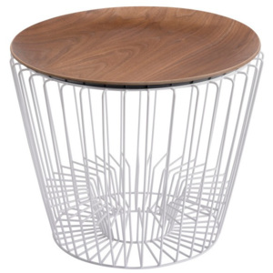 Odkládací stolek z kovu v dekoru ořechového dřeva HARTÔ Ernest, Ø 50 cm