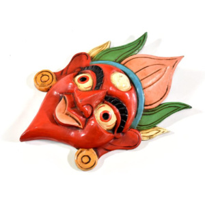 Dřevěná maska, ručně malovaná, 28cm
