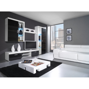 Elegantní nábytek SAMBA II sestava B BARVA LED OSVĚTLENÍ: RGB +990Kč, Barevné provedení Samba II: Bílá / Bílý lesk