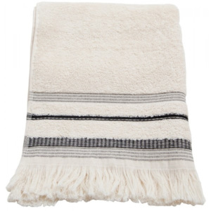 Bavlněný pruhovaný ručník s třásněmi krémový 50x100 cm Au Maison 972-380-380-018