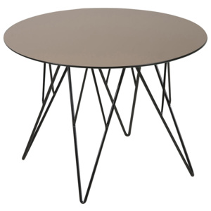 Kulatý konferenční stolek 55 cm se skleněnou deskou v bronzové barvě na kovové konstrukci DO042