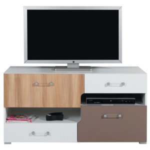 Televizní stolek Anabel 11 - jilm/bílá lux/cappucino