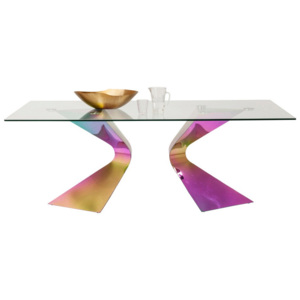 Jídelní stůl s duhovově zbarvenou ocelovou konsktrukcí Kare Design Gloria, 200 x 100 cm