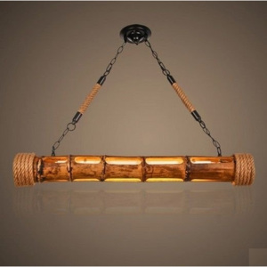 Venkovský lustr přírodní bambus - vyrobeno ze dřeva a kovu A01-0040