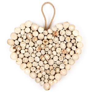Závěsná dekorace Dřevěné srdce Fermé, 30 cm