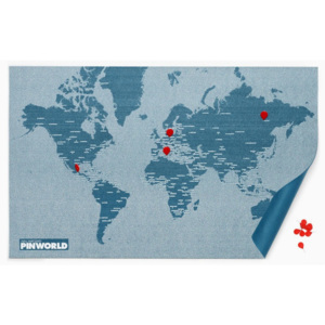 Modrá nástěnná mapa Palomar Pin World, 126 x 68 cm