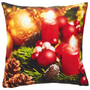 MERADISO® Potah na dekorační polštář s LED efektem, 40 x 40 cm (červený adventní věnec)