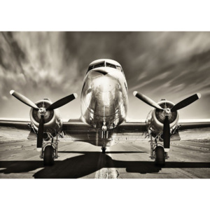 Fototapeta vliesová: Letadlo (černobílé) - 254x368 cm