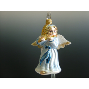 Slezská tvorba Skleněná figurka | anděl s flétnou | modrý Balení obsahuje: 6 kusů