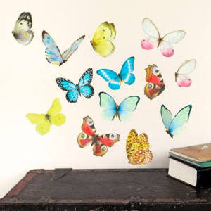 Znovu snímatelná samolepka Watercolor Butterflies, 40 x 30 cm