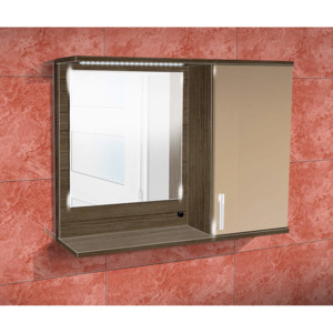 Nabytekmorava Koupelnová skříňka se zrcadlem K10 pravá barva skříňky: rigoletto, barva dvířek: káva lesk