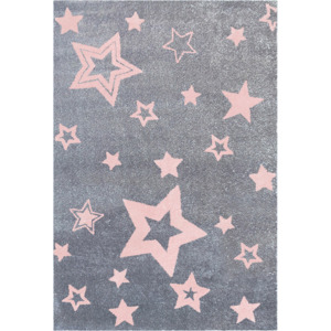 LIVONE Dětský koberec STARLIGHT stříbrná-šedá/růžová Varianta: 130x190 cm