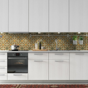 Kuchyňská zástěna KitchenWalls - RETRO FLOWER (300 x 60 cm)