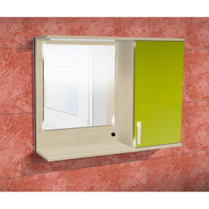 Nabytekmorava Koupelnová skříňka se zrcadlem K10 pravá barva skříňky: akát, barva dvířek: lemon lesk