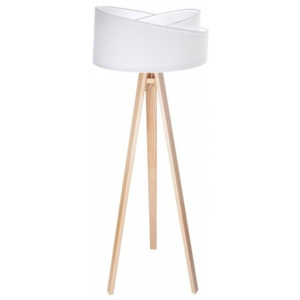 Timberlight Stojací lampa Awena bílá + bílý vnitřek + dřevěné nohy