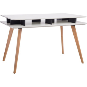 Mørtens Furniture Kancelářský stůl, skandinávský styl, bílá dřevěná deska, nohy buk, 120 cm Barva: bílá / černá