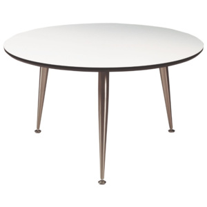 Bílý konferenční stolek s nohami ve stříbrné barvě Folke Strike, výška 47 cm x ∅ 85 cm