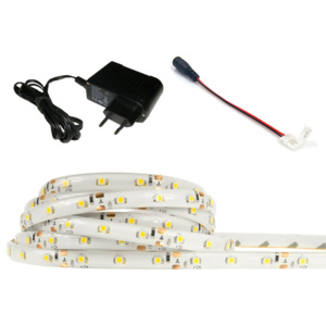 LED pásek - 1m - 60LED/m - 4,8W/m - 350L - IP20 - teplá bílá - SADA ZDROJ + KONEKTOR