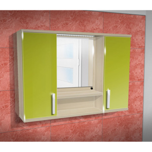 Nabytekmorava Závěsná koupelnová skříňka se zrcadlem K11 barva skříňky: akát, barva dvířek: lemon lesk