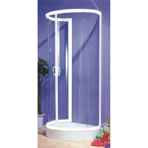 Sanotechnik sprchový kout na rovnou stěnu s vaničkou, oblouk, 100x85cm, posuvné dveře, čiré sklo, bílý profil, B28W+P50W