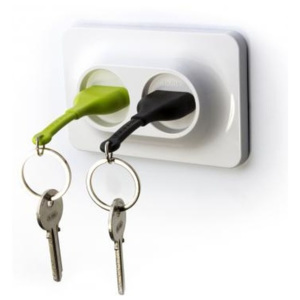 Věšáček na klíče se zelenou a černou klíčenkou Qualy&CO Double Unplug