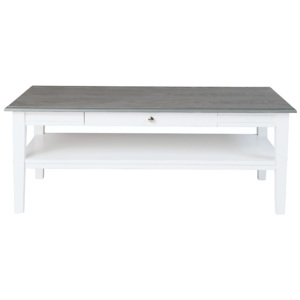 Bílý konferenční stolek s šedou deskou Folke Viktoria, 130 x 70 cm