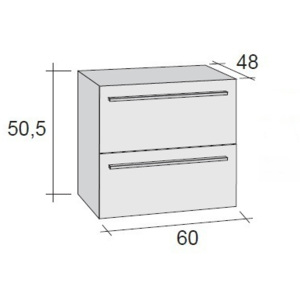 RIHO Broni spodní skříňka pod umyvadlo 2 zásuvky 60x48x50,5cm, bílá, F1BO10607400D00D00