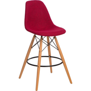 Mørtens Furniture Barová židle s dřevěnou podnoží Desire čalouněná Barva: šedá / modrá