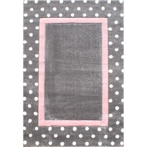 LIVONE Dětský koberec Tečky stříbrná-šedá/růžová Varianta: 120x180 cm