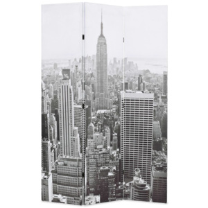 Skládací paraván 120 x 180 cm New York by Day černobílý