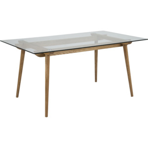 Design Scandinavia Jídelní stůl skleněný Xena, 160 cm Barva: čirá / dub