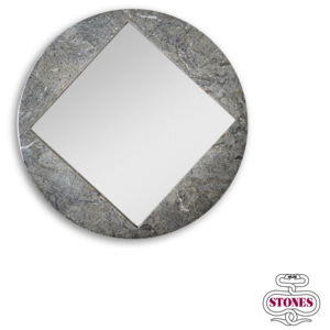 Stones Zrcadlo ROUND FOSSIL 47x47x3,5cm,šedé
