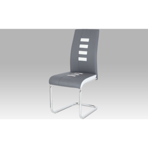 Artium Jídelní židle | koženka šedá + bílá | chrom | 43x47x98x47cm