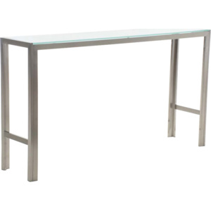 BHM Germany Barový stůl s nerezovou podnoží Carrera, 180 cm, mléčné sklo Barva: nerez / bílá