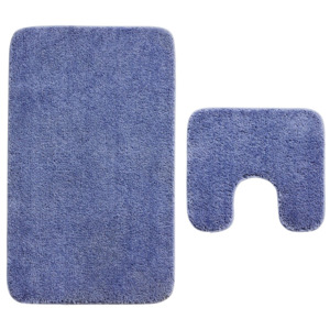 MIOMARE® Sada koupelnových předložek, 2dílná (modrá, WC předložka s výřezem)