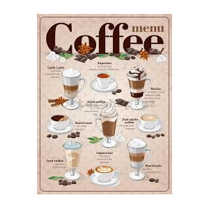 Plechová cedule Káva Coffee menu