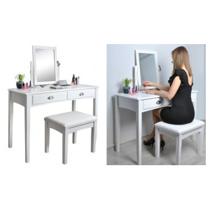 Malatec Malatec, 4646 Bílý toaletní stolek se stoličkou a zrcadlem - II.JAKOST