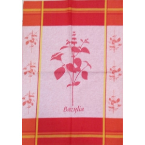 Utěrka bavlna plátnová 48 x 68 cm bylinky červené