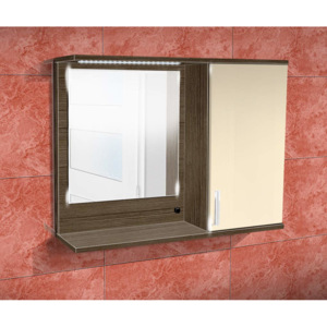 Nabytekmorava Koupelnová skříňka se zrcadlem K10 pravá barva skříňky: rigoletto, barva dvířek: jasmín lesk