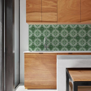 Kuchyňská tapeta KitchenWalls - AZULEJOS green 1448 (300 x 60cm)
