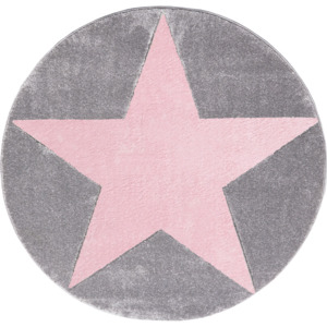 LIVONE Dětský koberec STAR stříbrno-šedá/růžová Varianta: 160 cm