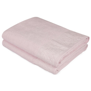 Sada 2 světle růžových ručníků z čisté bavlny Simple, 90 x 150 cm