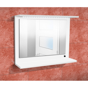 Nabytekmorava Závěsná koupelnová skříňka se zrcadlem K12 barva skříňky: bílá 113, barva dvířek: bílá lamino
