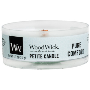 Čajová vonná svíčka pettie candle s dřevěným knotem WoodWick Pure Comfort - Čisté pohodlí 31 g