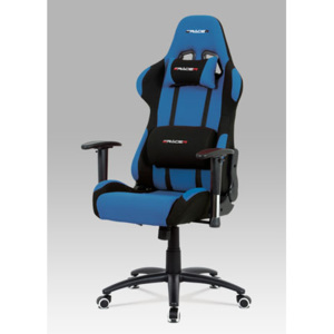 Autronic Kancelářská židle, modrá-černá látka, houpací mech, kovový kříž KA-F01 BLUE